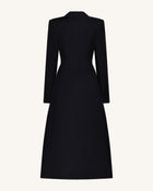 Structured Peak-Lapel Cutaway Maxi Blazer - Black