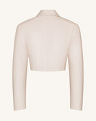 Structured Power-Shoulder Cropped Blazer - Beige