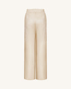Satin Wide-Leg Trousers - Cream