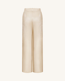 Satin Wide-Leg Trousers - Cream