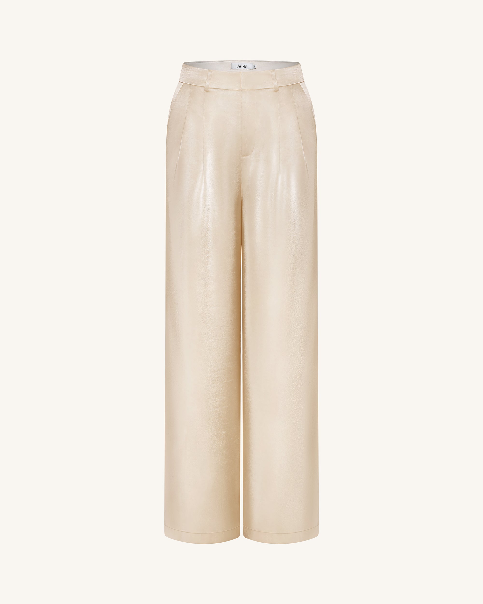 Satin Wide-Leg Trousers - Cream