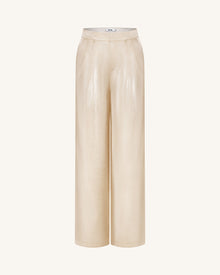 Satin Wide-Leg Trousers - Cream
