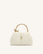 Bruna Dachshund Metal Handle Top Handle Bag - White