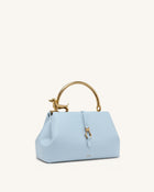Bruna Dachshund Metal Handle Top Handle Bag - Light Blue