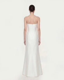 Strapless Floral Polyester Dress - White