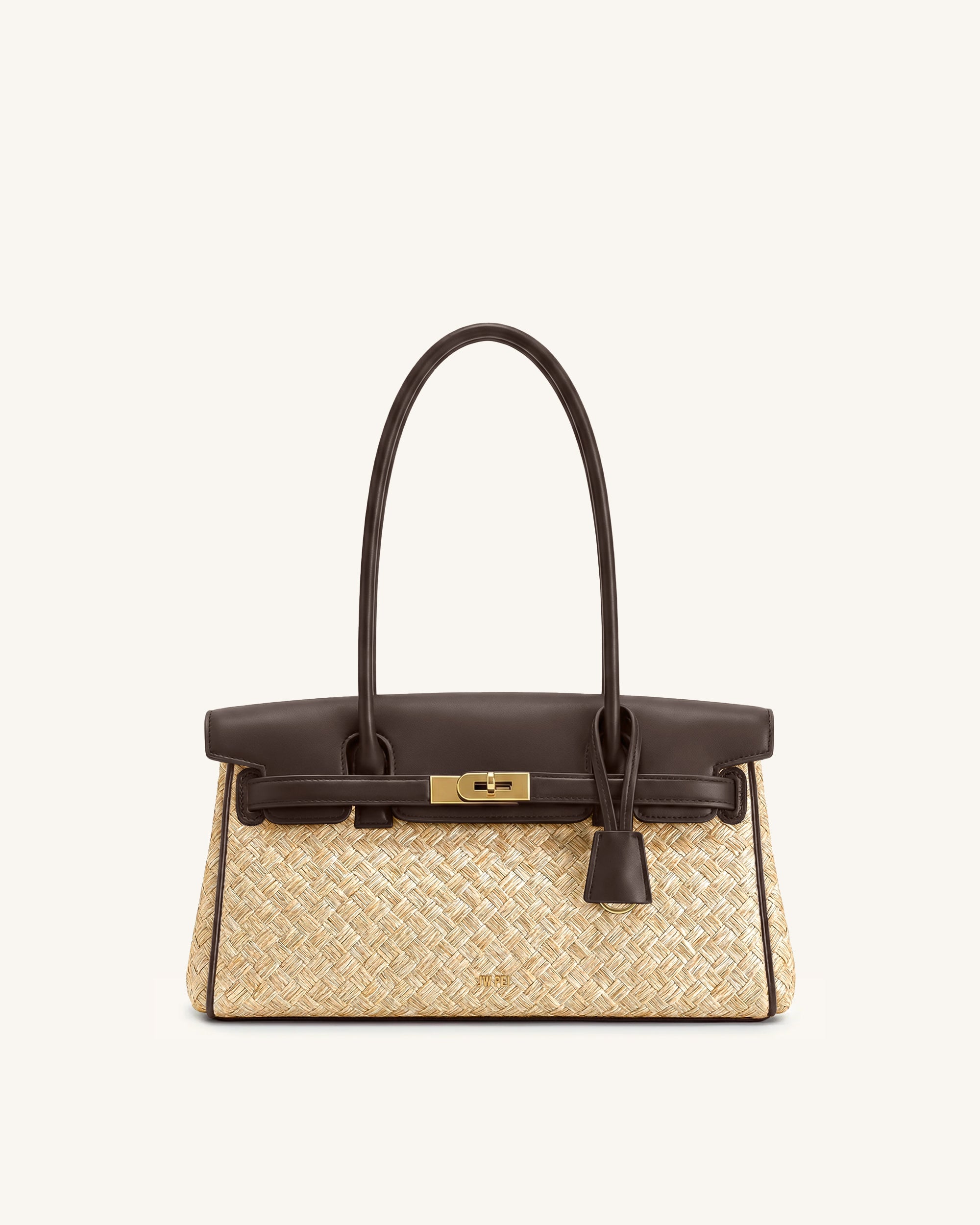 Yara Faux Straw Shoulder Bag - Brown