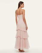 Orchid Embroidered Ruffled One-Shoulder Maxi Dress - Blush Pink