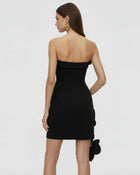 Orchid Embroidered Floral Appliqué Strapless Mini Dress - Black Purple