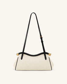 Naomi Curved Shoulder Bag - Black Canvas