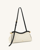 Naomi Curved Shoulder Bag - Black Canvas