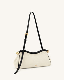 Naomi Curved Shoulder Bag - Black Canvas