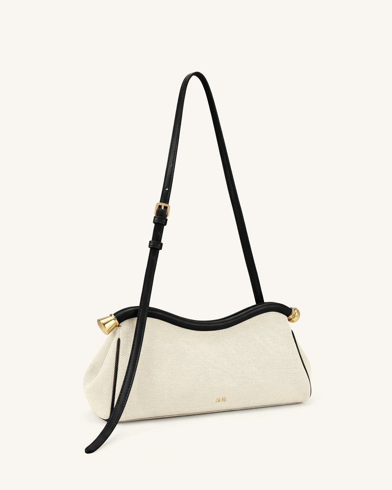 Naomi Curved Shoulder Bag - Black Canvas