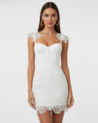 Orchid Embroidered Corset Mini Dress - White