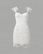 Orchid Embroidered Corset Mini Dress - White