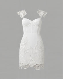 Orchid Embroidered Corset Mini Dress - White