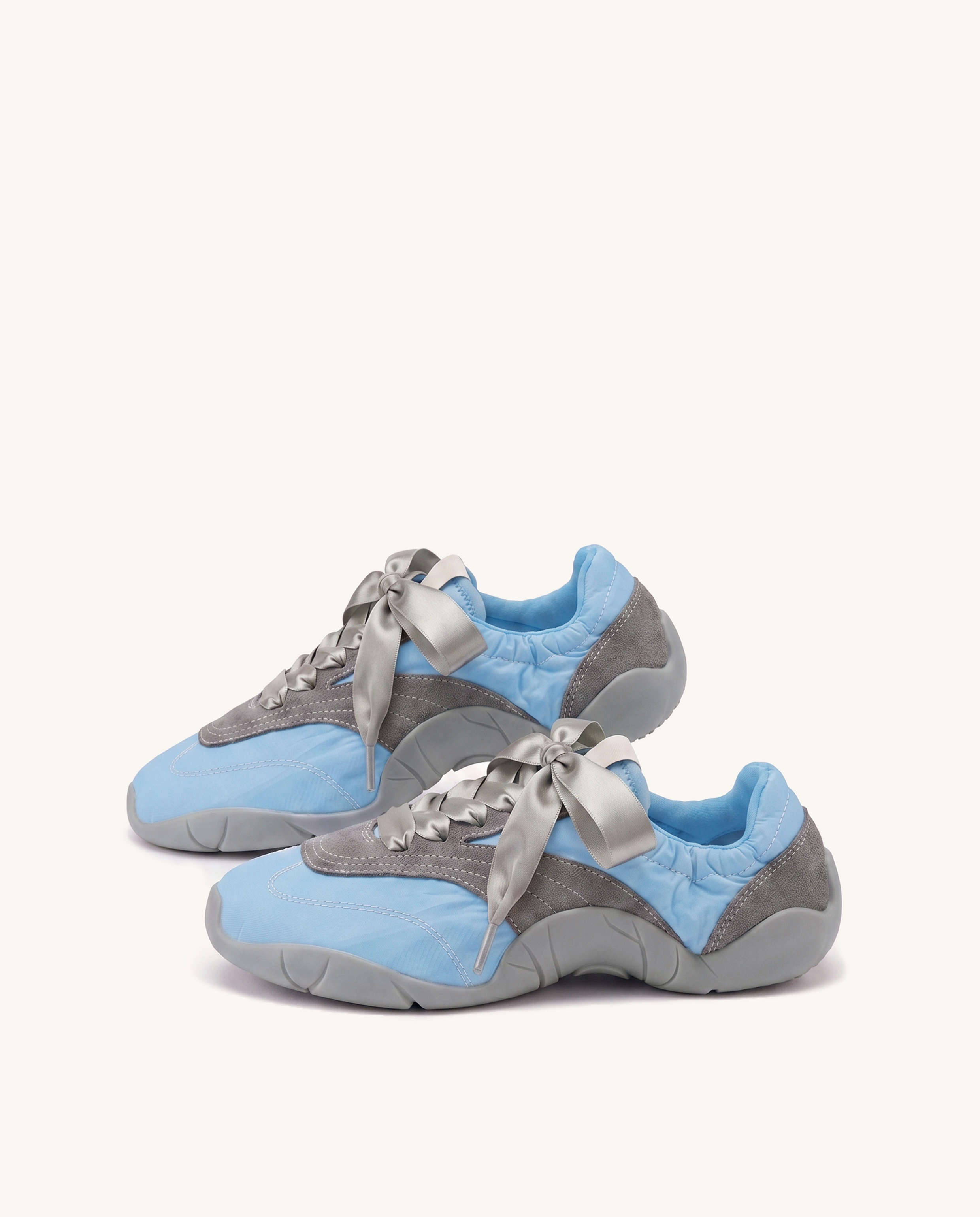 Flavia Ribbon Lace Ballerina Sneakers - Sky Blue Grey
