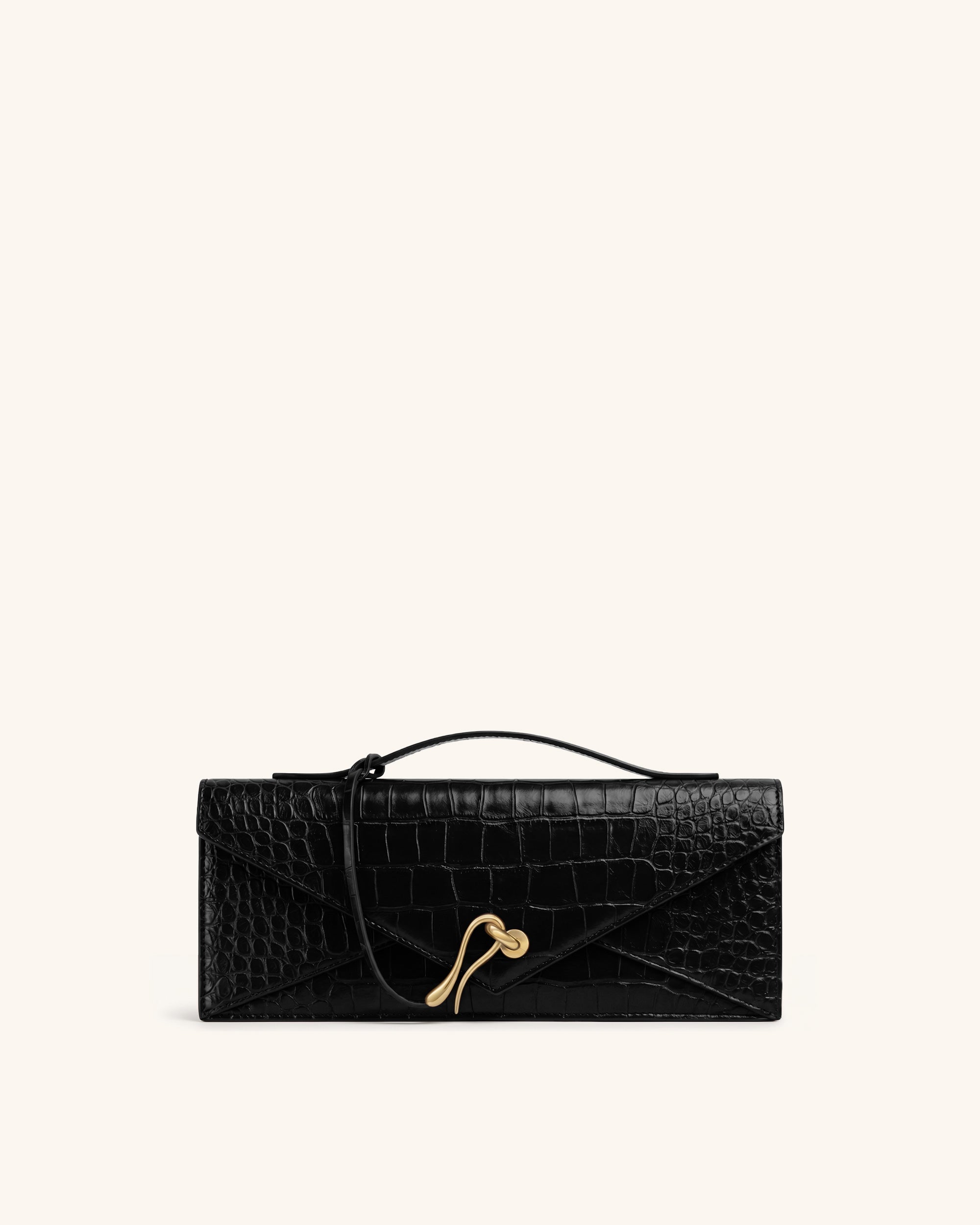 Celeste Envelope Top Handle Bag - Black Croc
