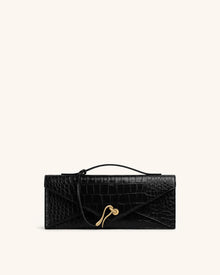 Celeste Envelope Top Handle Bag - Black Croc