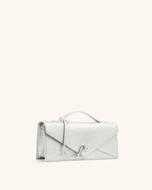 Celeste Envelope Top Handle Bag - Silver Lizard Texture