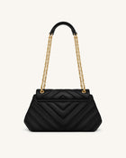 Valerie Quilted Chain Flap Shoulder Bag - Black