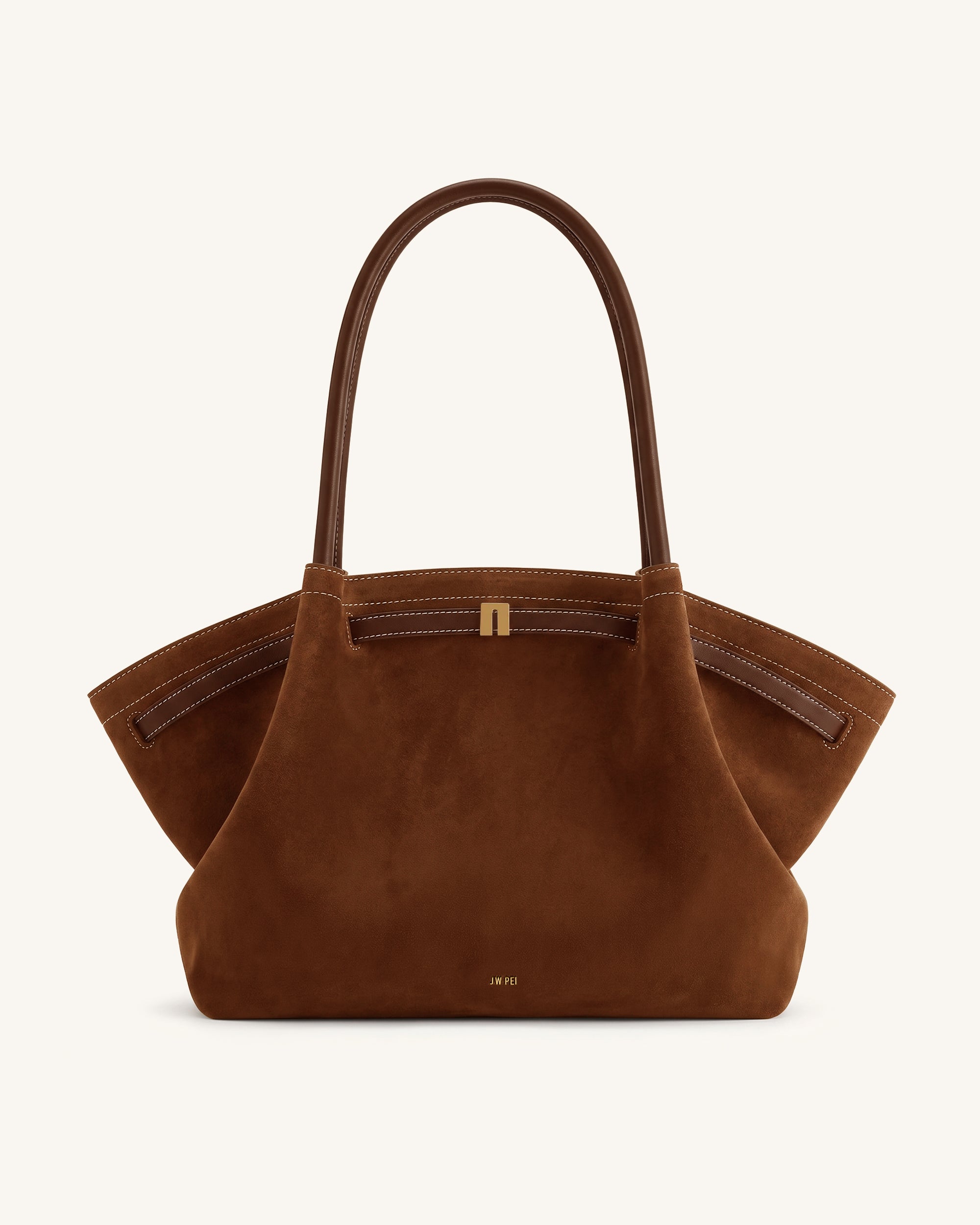 Hana Large Faux Suede Tote Bag - Caramel Brown