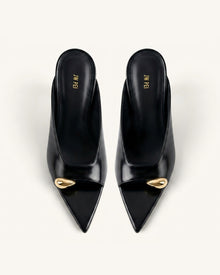 Noemi Pointed-Toe Mule Heels - Black