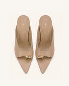 Noemi Pointed-Toe Mule Heels - Khaki