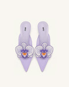Helena Embroidery Decoration Pierced Mules - Purple