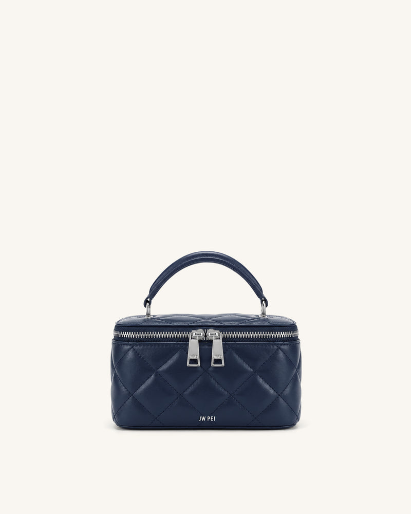 Vivienne Quilted Vanity Top Handle Bag - Navy