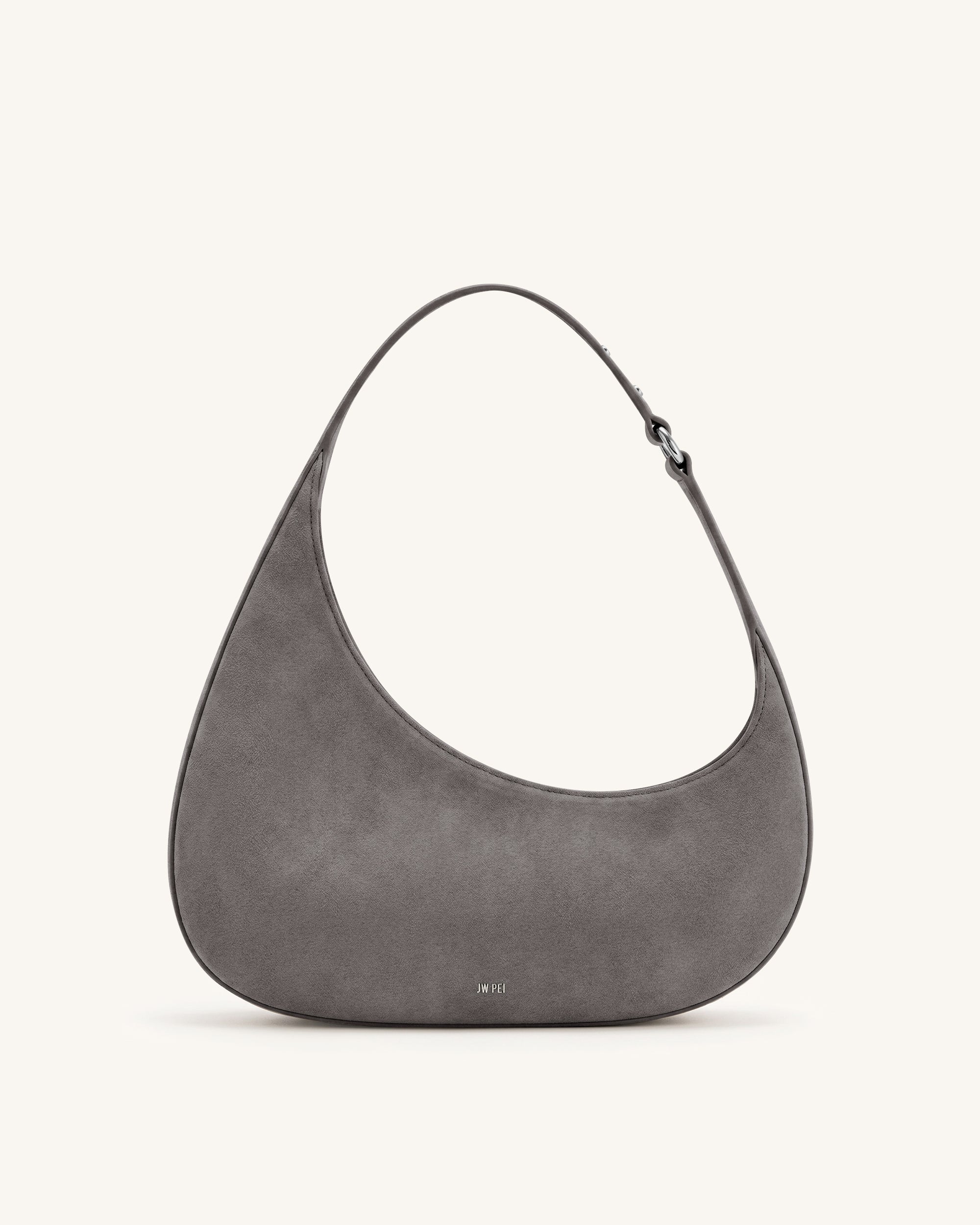 Harlee Faux Suede Shoulder Bag - Charcoal