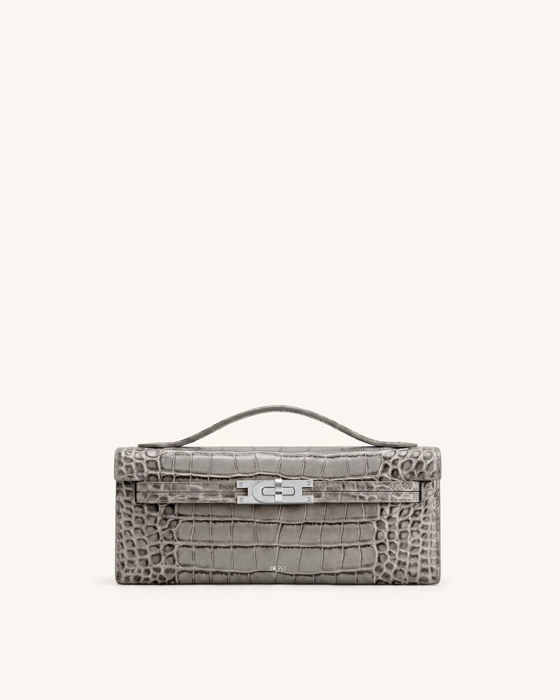 Bria Structured Top Handle Bag - Grey Croc
