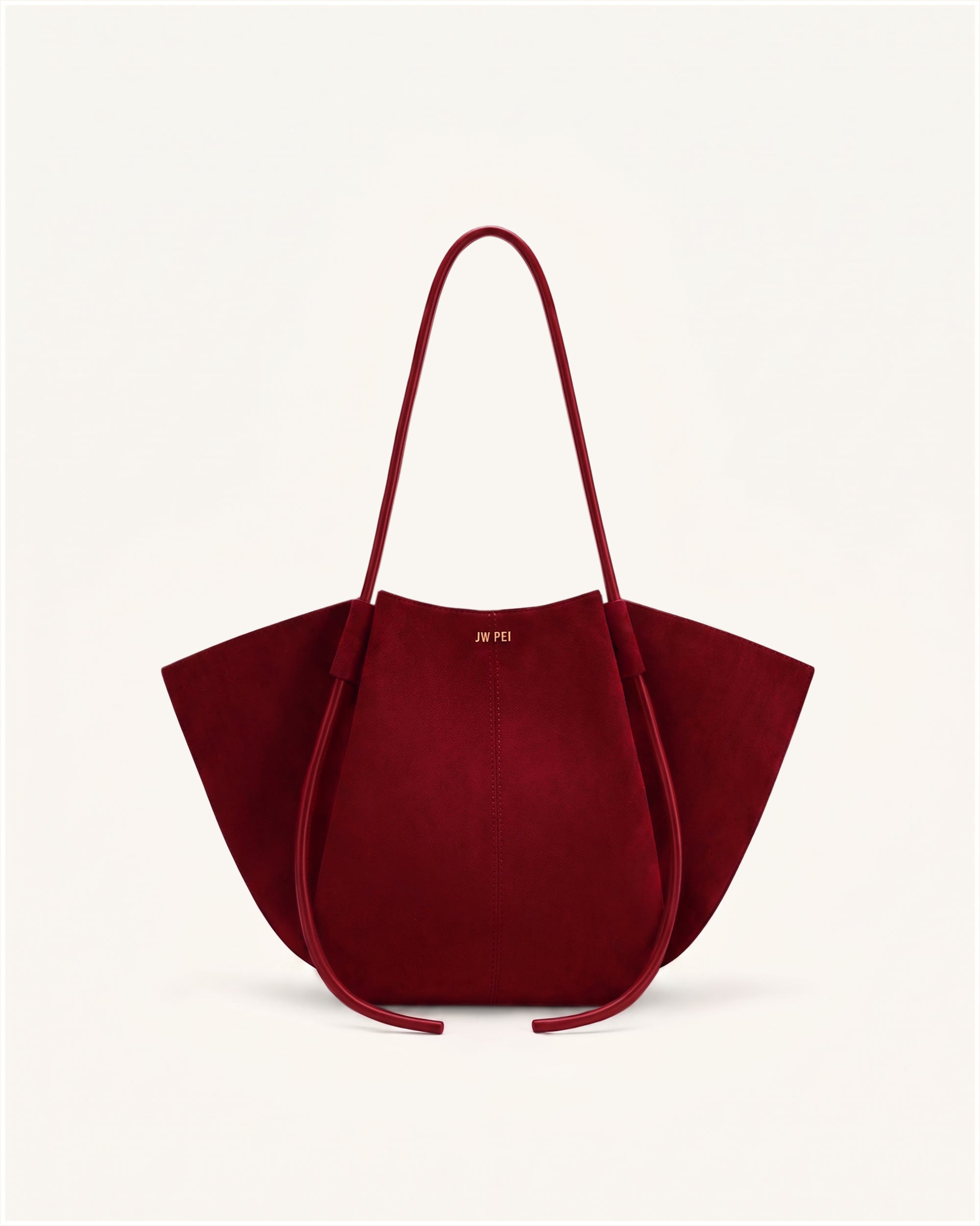 Nala Faux Suede Wide Tote Bag - Deep Burgundy