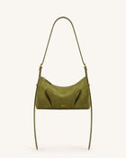 Loriette Faux Suede Crossbody Bag - Olive Green