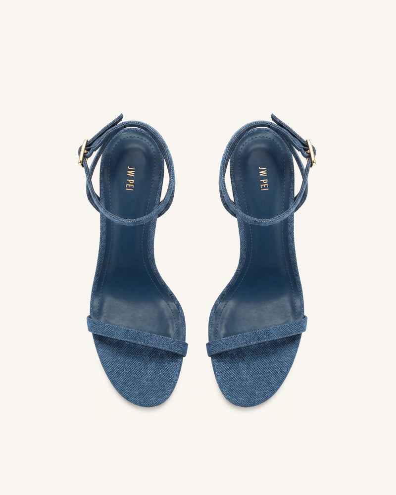 Alivia Gold Metal Heel Sandals - Denim Blue