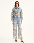 The Rhinestone Cowgirl Cropped Jacket  - Light Blue