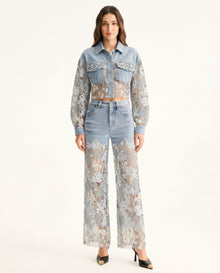 The Rhinestone Cowgirl Cropped Jacket  - Light Blue
