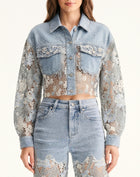 The Rhinestone Cowgirl Cropped Jacket  - Light Blue