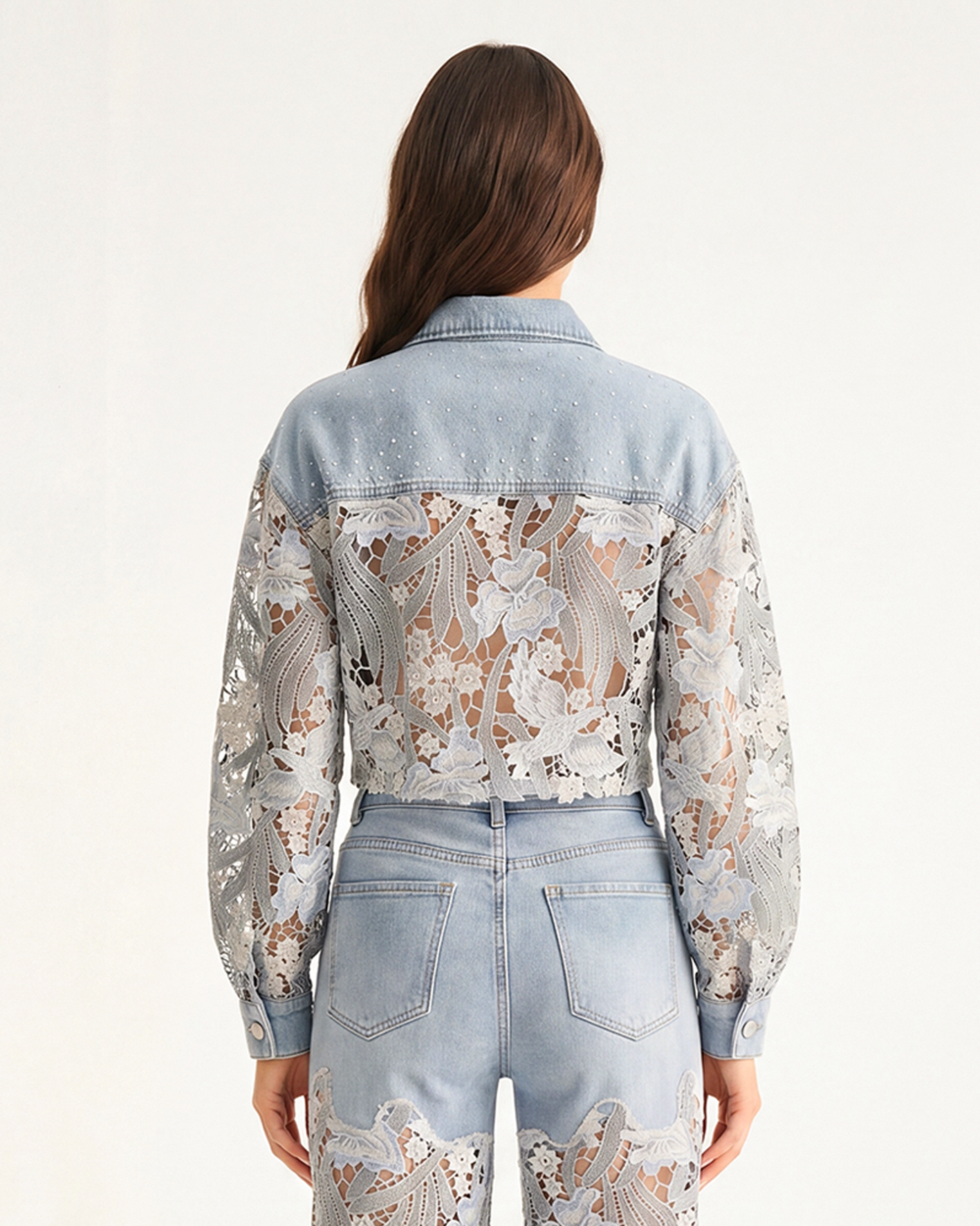 The Rhinestone Cowgirl Cropped Jacket  - Light Blue