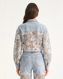 The Rhinestone Cowgirl Cropped Jacket  - Light Blue