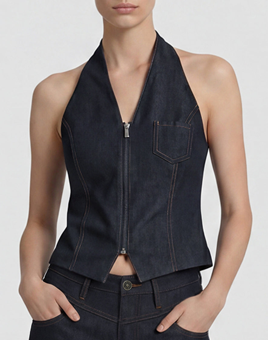 The Showstopper Denim  Vest - Deep Thoughts Only