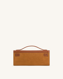 Bria Faux Suede Structured Top Handle Bag - Brown