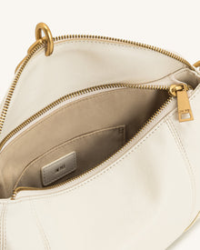 Jayla Metal Pendant Embellished Shoulder Bag - White