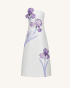 Iris Floral Print Strapless A-Line Maxi Dress - White