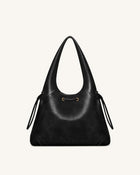 Celandra Drawstring Hobo Bag - Black