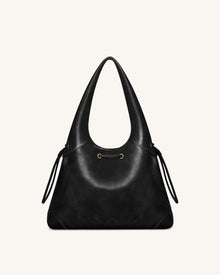 Celandra Drawstring Hobo Bag - Black