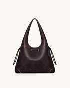 Celandra Drawstring Hobo Bag - Dark Brown