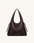 Celandra Drawstring Hobo Bag - Dark Brown
