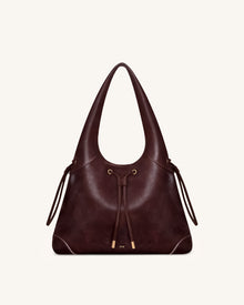 Celandra Drawstring Hobo Bag - Deep Burgundy