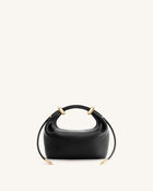 Ellie Metal Ring Embellished Top Handle Bag - Black