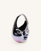Lillian Face Crescent Top Handle Bag - Silver